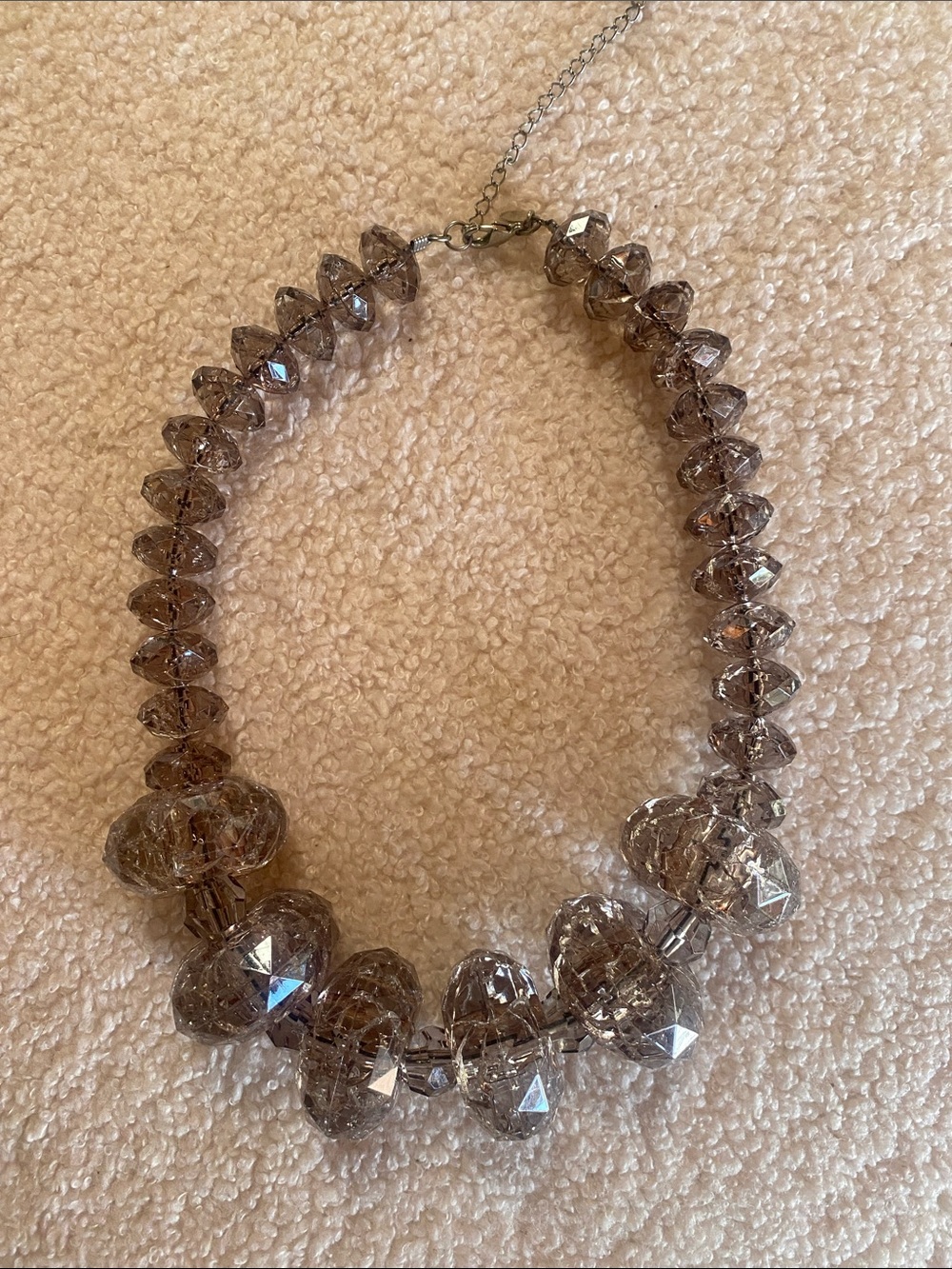 Crystal Bead Statement Necklace in Smoky Taupe/lavender